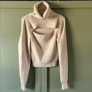 Free People Cream Cowl Neck Sweater